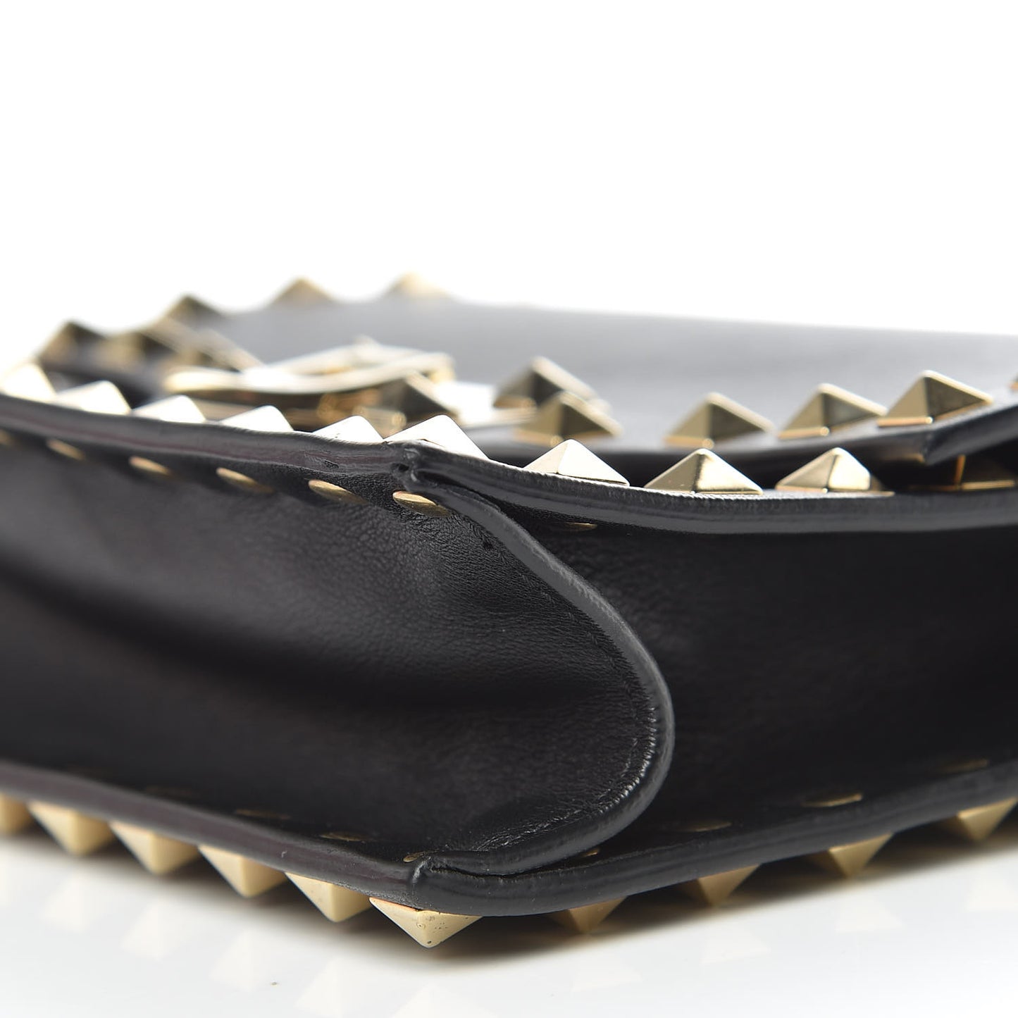 Vitello Rockstud Flip Lock Chain Crossbody Bag Black
