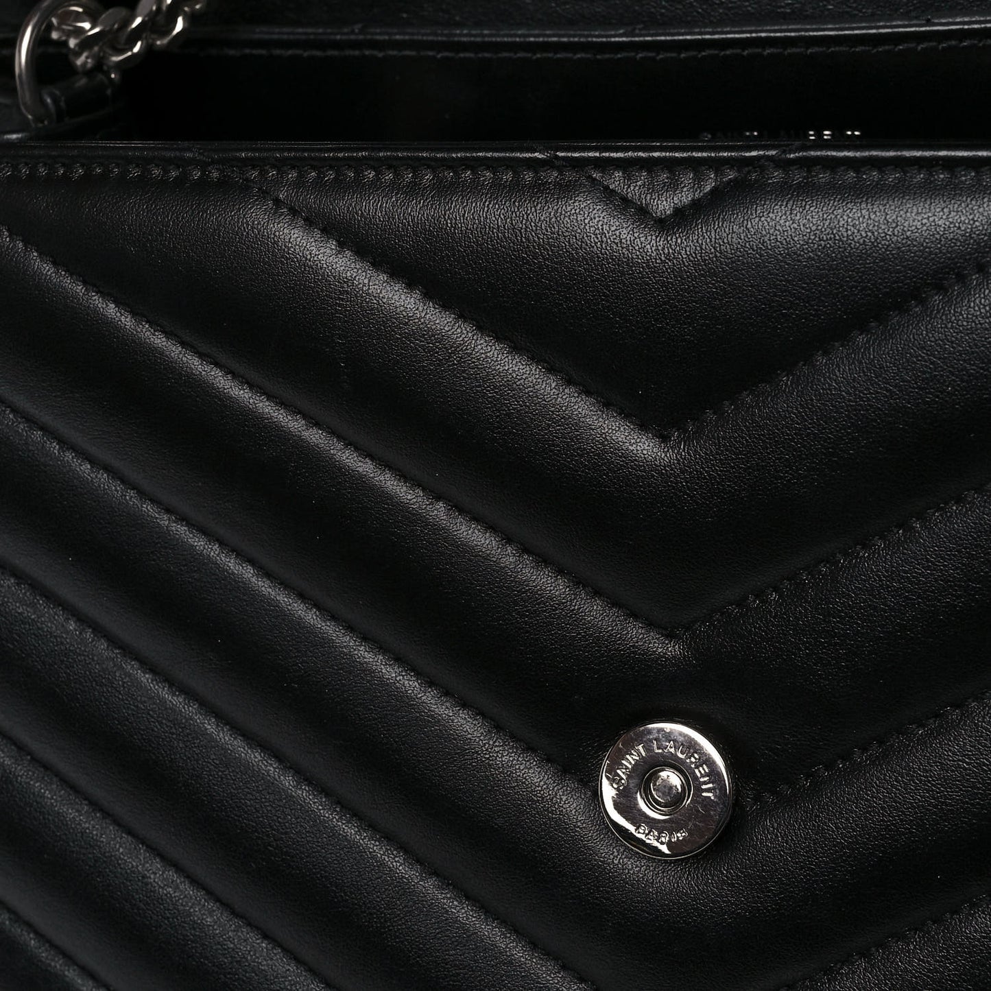 Calfskin Y Quilted Monogram Medium Loulou Chain Satchel Black