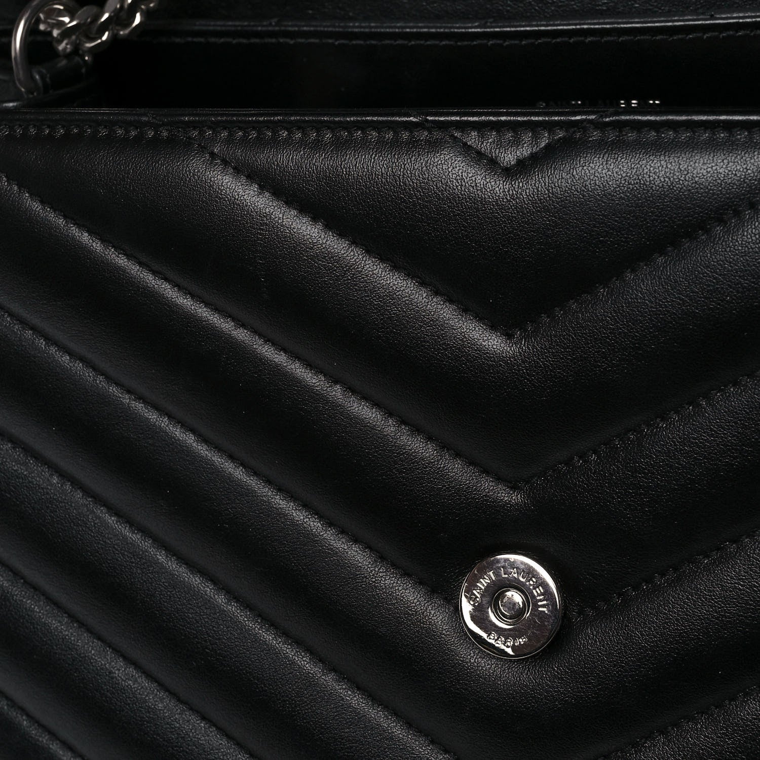 Saint Laurent Calfskin Y Quilted Monogram Medium Loulou Chain Satchel Black 15 of 16