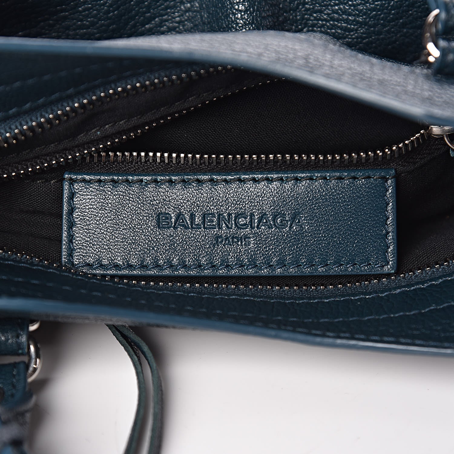 Balenciaga Chevre Silver Metallic Edge Hardware Mini City Bleu Paon 6 of 11