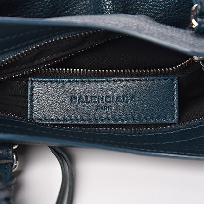 Balenciaga Chevre Silver Metallic Edge Hardware Mini City Bleu Paon 6 of 11