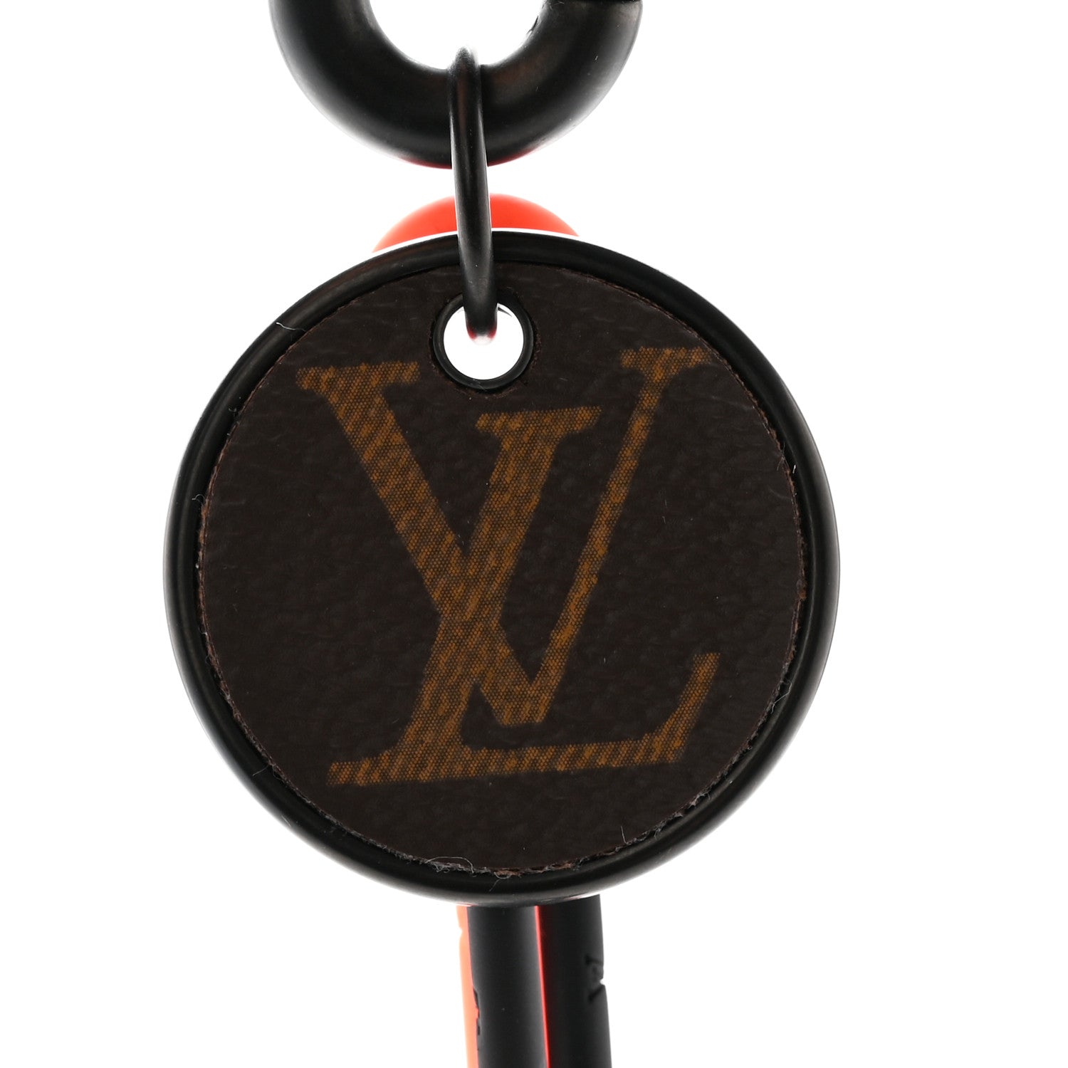Louis Vuitton Calfskin Monogram Key Ring Chain Bag Charm Black Orange 3 of 6