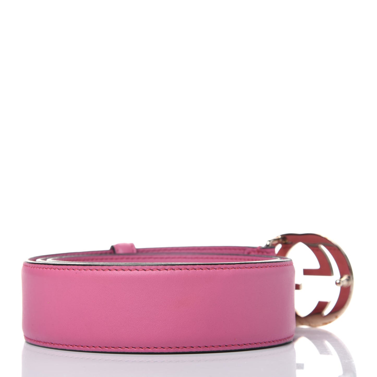 Moon Calfskin Interlocking G 37mm Belt 110 44 Glossy Pink