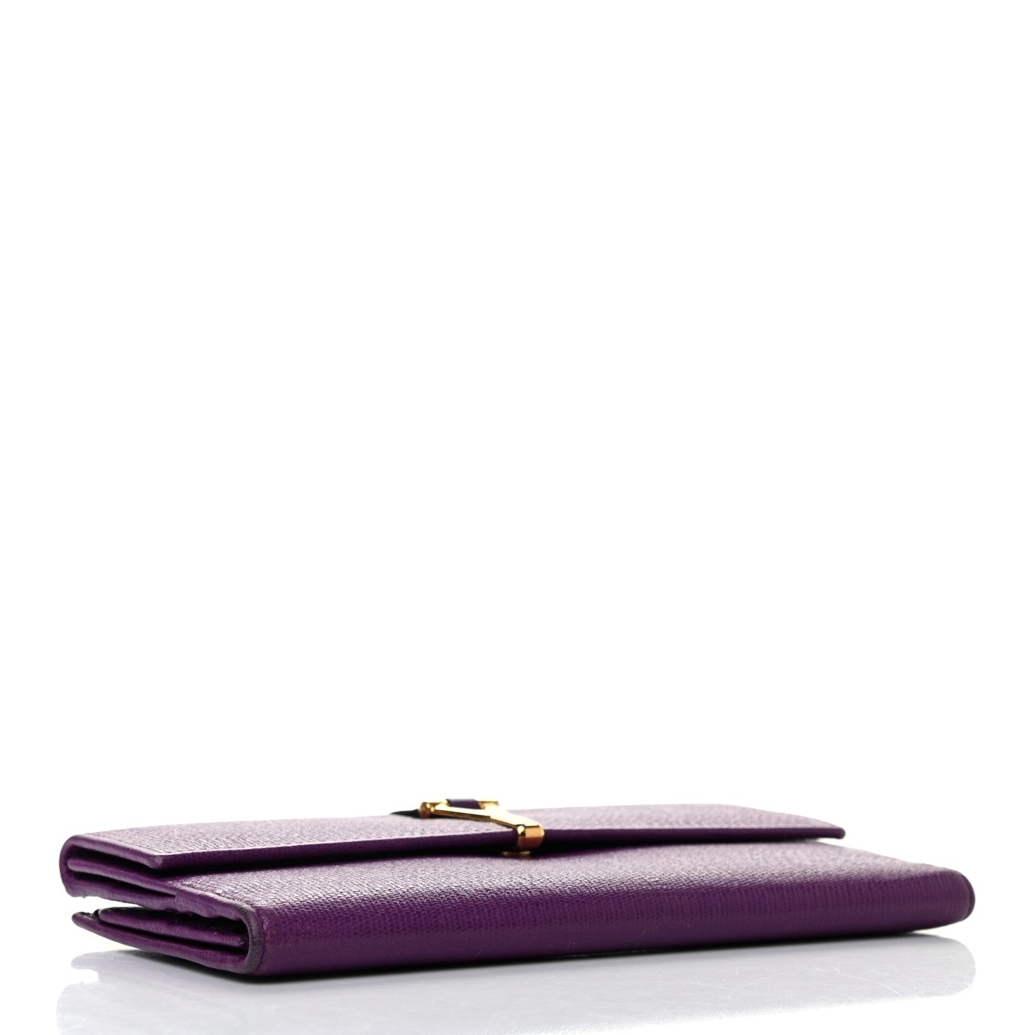 Saint Laurent Textured Calfskin Classic Y Ligne Wallet Purple 4 of 7