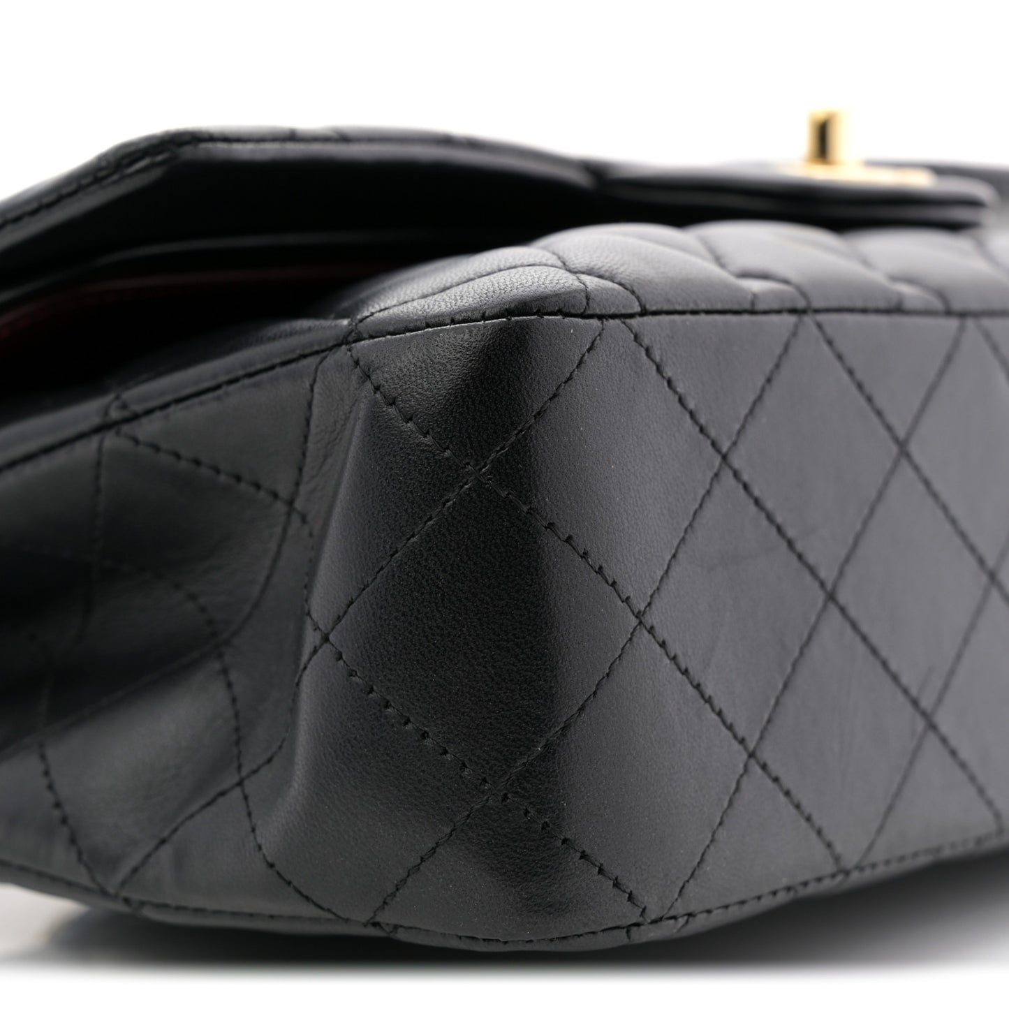 Lambskin Quilted Medium Double Flap Black