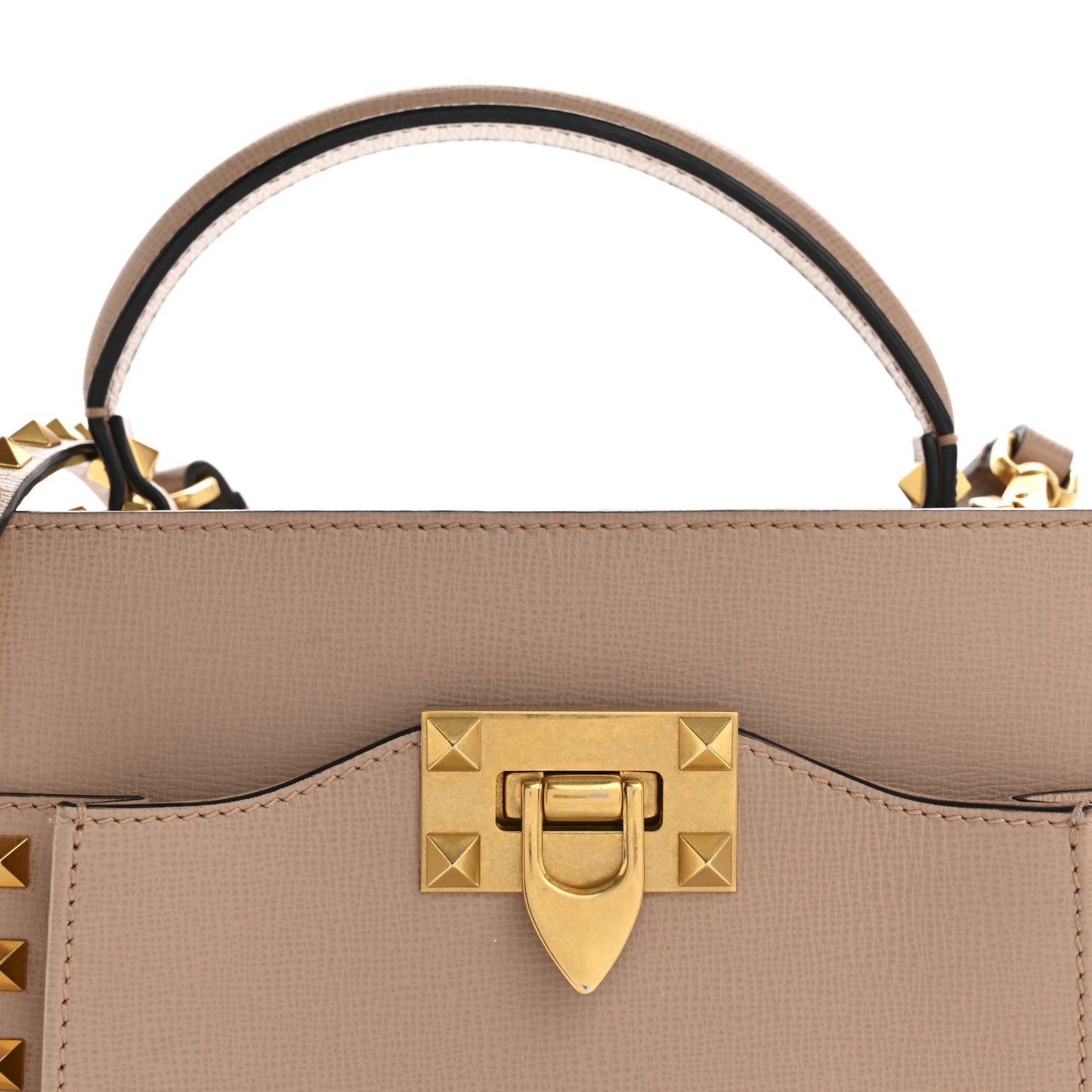 Vitello Small Rockstud Alcove Top-Handle Bag Rose Cannelle