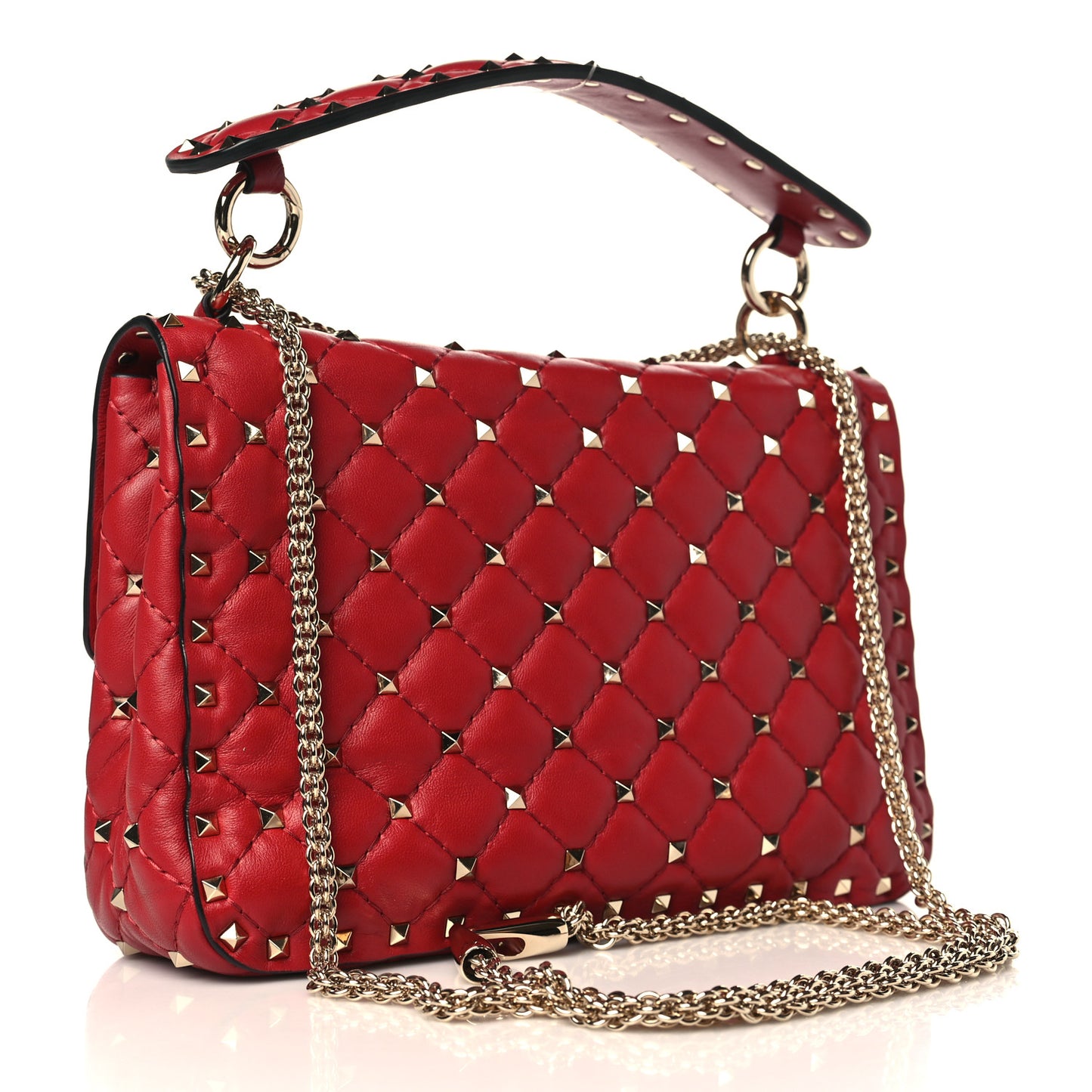 Nappa Medium Rockstud Spike Shoulder Bag Rosso Valentino