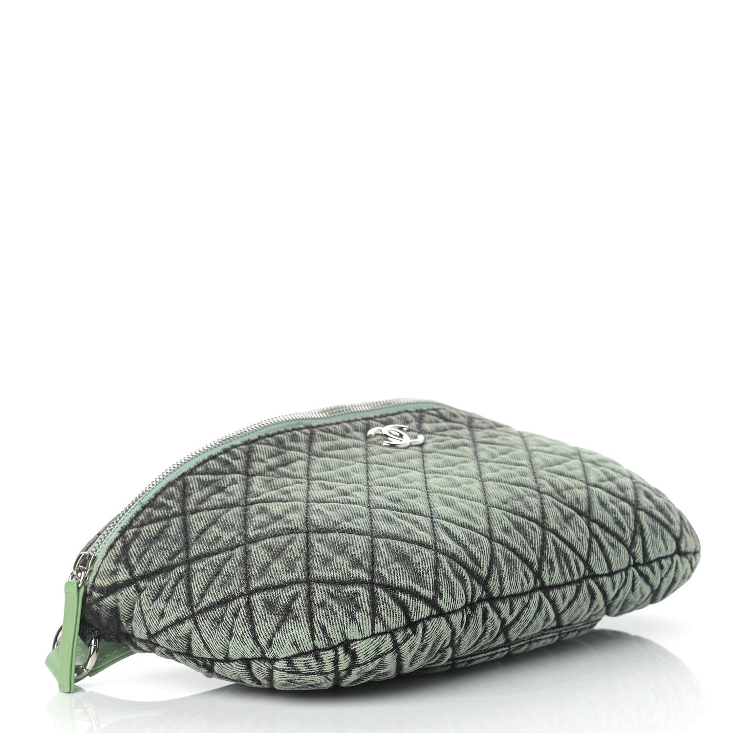 Chanel Denim Quilted Denimpression Waist Bag Green Black 4 of 11