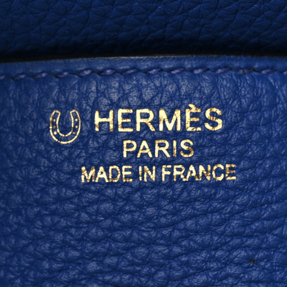 Hermes Togo Horseshoe Birkin 35 Bleu Electrique 6 of 14