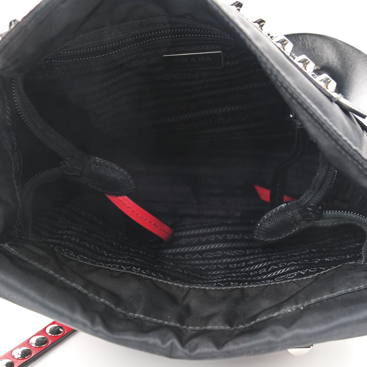 Nylon New Vela Studded Messenger Black Fuoco