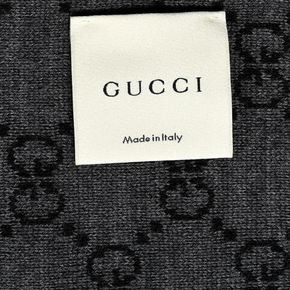Gucci Wool Tricot GG Monogram Web Solange Scarf Black Medium Grey 3 of 3