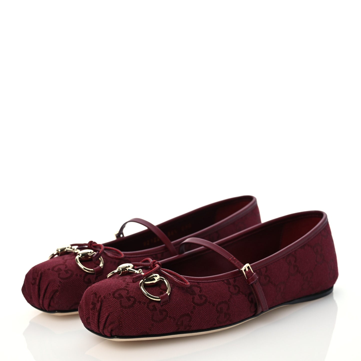 GG Monogram Horsebit Ballet Flats 36.5 Rosso Ancora