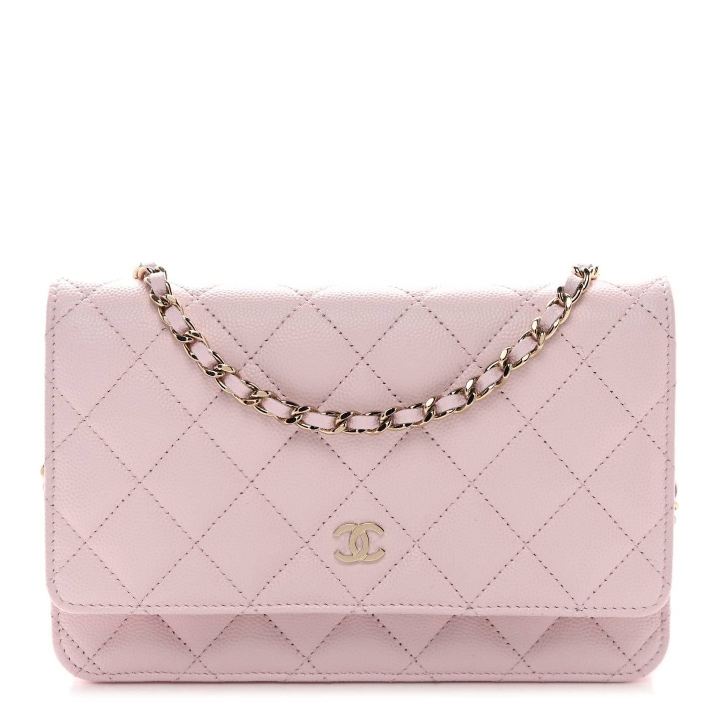 Caviar Quilted Wallet on Chain WOC Light Pink