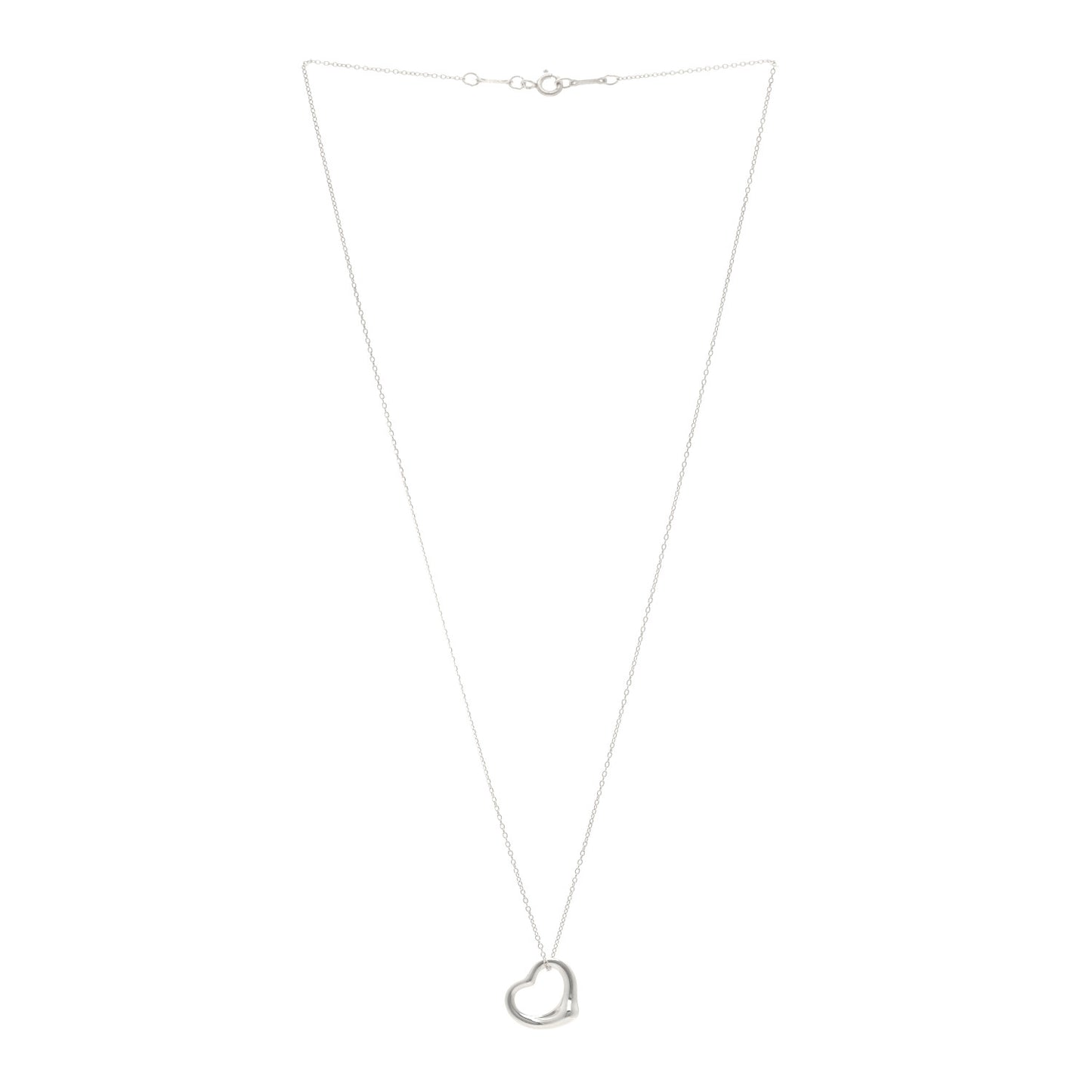 Sterling Silver 16mm Elsa Peretti Open Heart Pendant Necklace