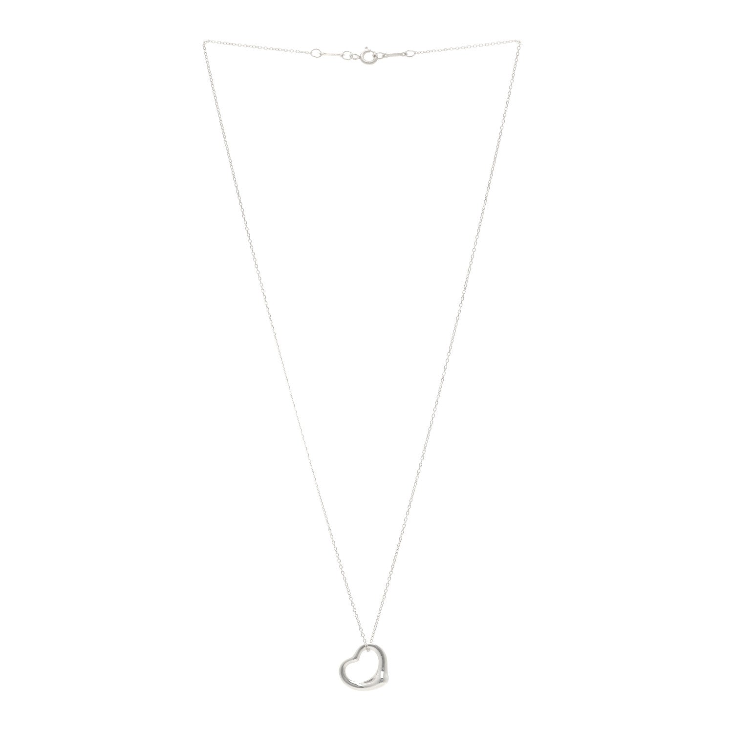 Tiffany Sterling Silver 16mm Elsa Peretti Open Heart Pendant Necklace 3 of 5