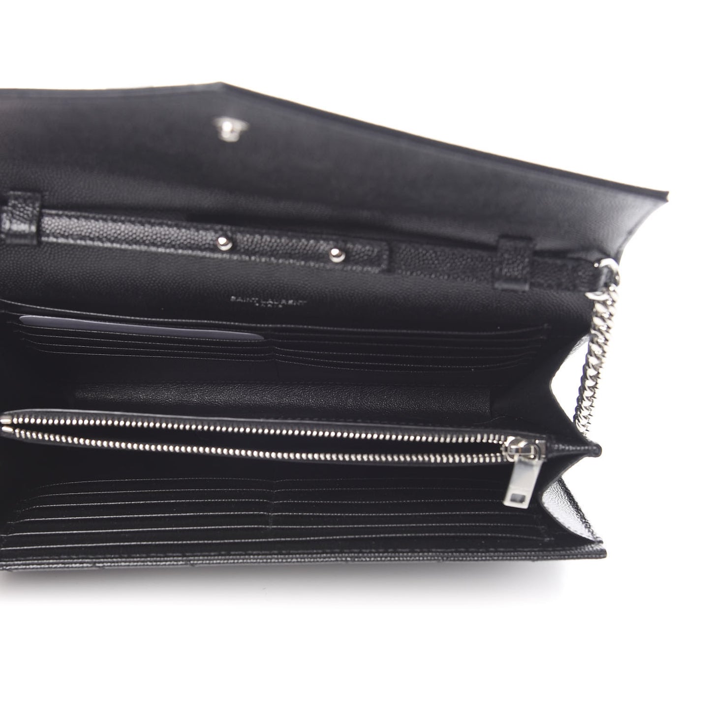 Grain De Poudre Matelasse Chevron Monogram Chain Wallet Black