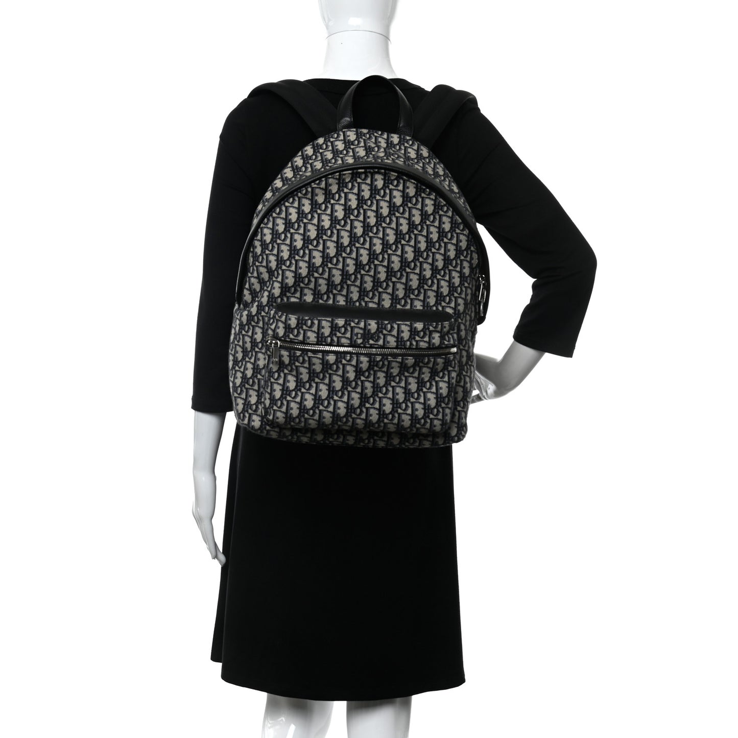 Oblique Calfskin Rider Backpack Beige Black