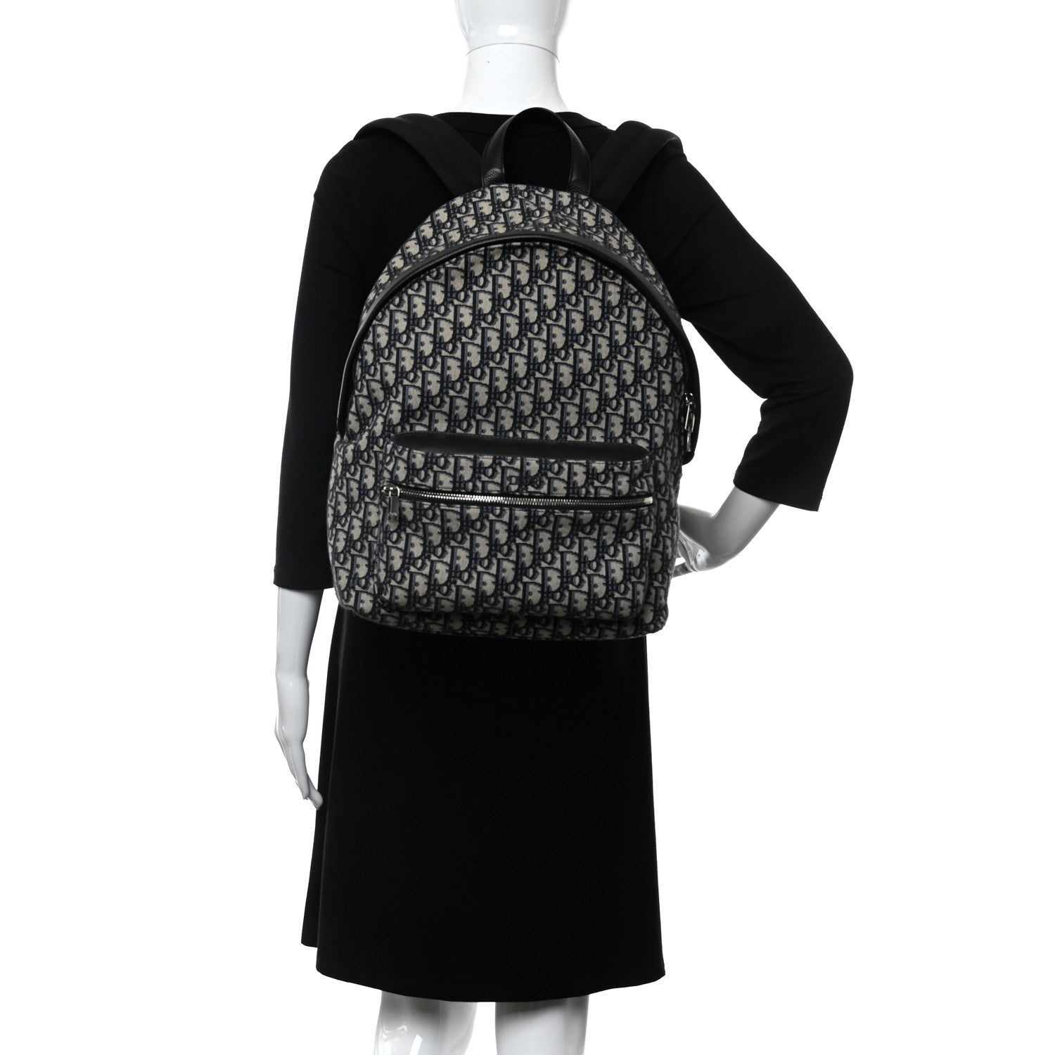 Christian Dior Oblique Calfskin Rider Backpack Beige Black 2 of 20