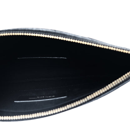 Saint Laurent Grain De Poudre Chevron Monogram Large Bill Pouch Black 5 of 17