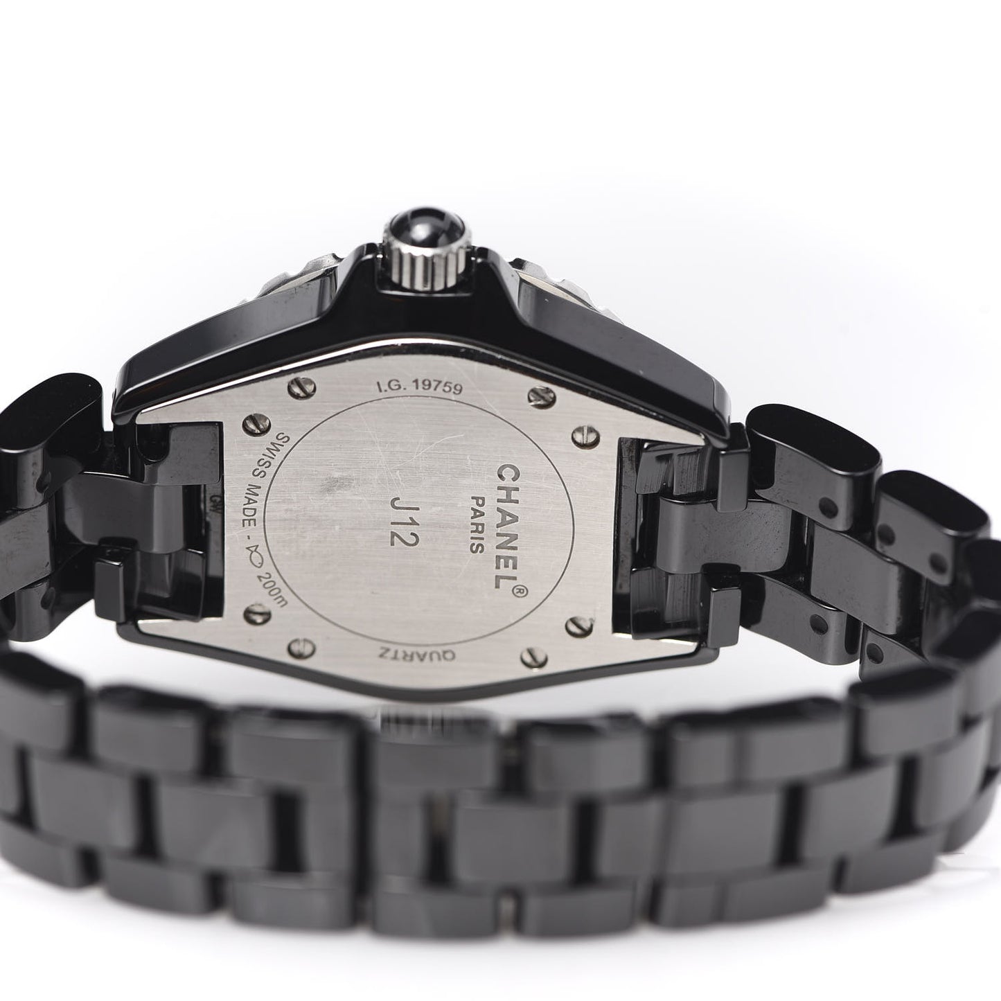 Stainless Steel Ceramic Diamond 33mm J12 Quartz Watch Black