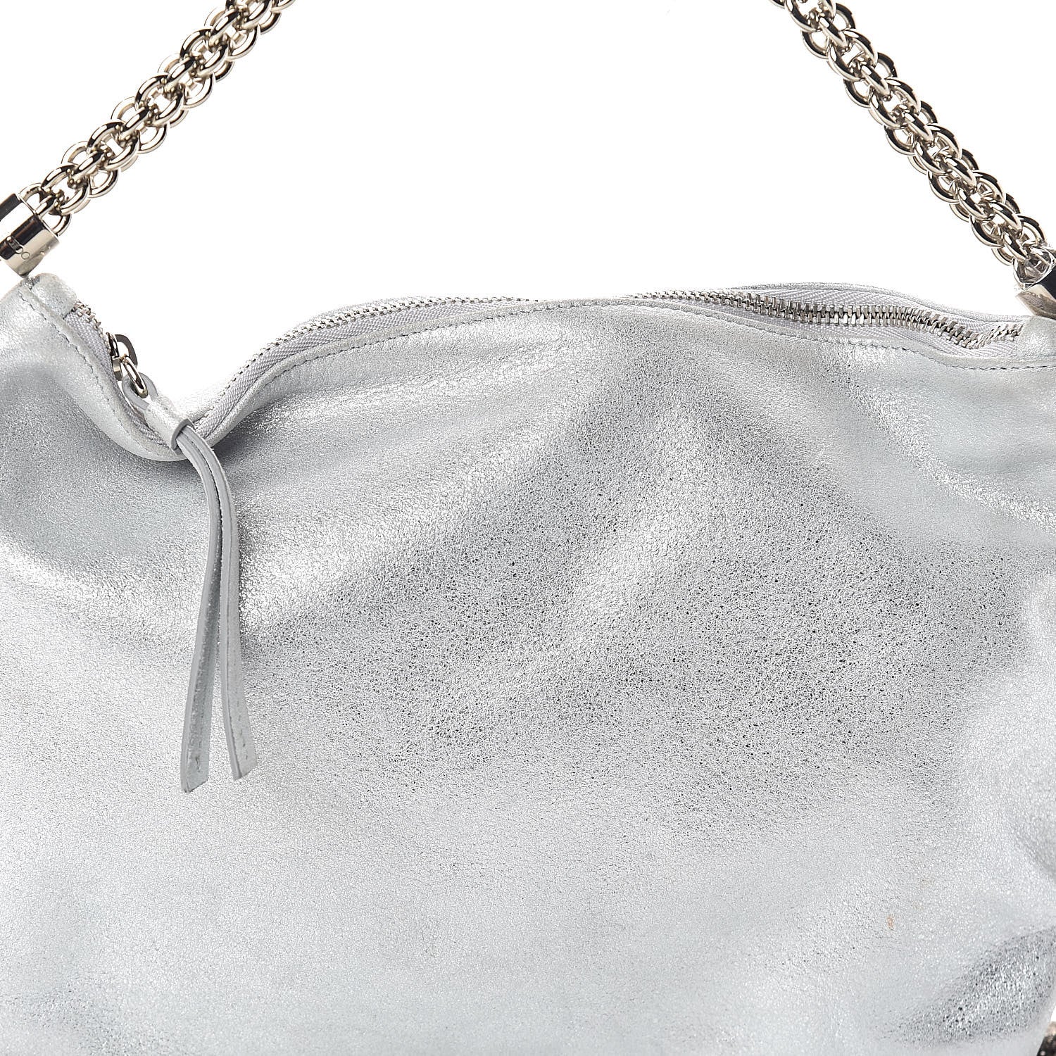 Chanel JIMMY CHOO Metallic Goatskin Callie Mea Tassel Shoulder Bag Silver 7 of 9