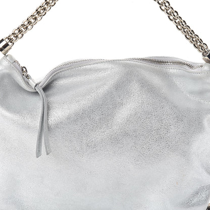 Chanel JIMMY CHOO Metallic Goatskin Callie Mea Tassel Shoulder Bag Silver 7 of 9