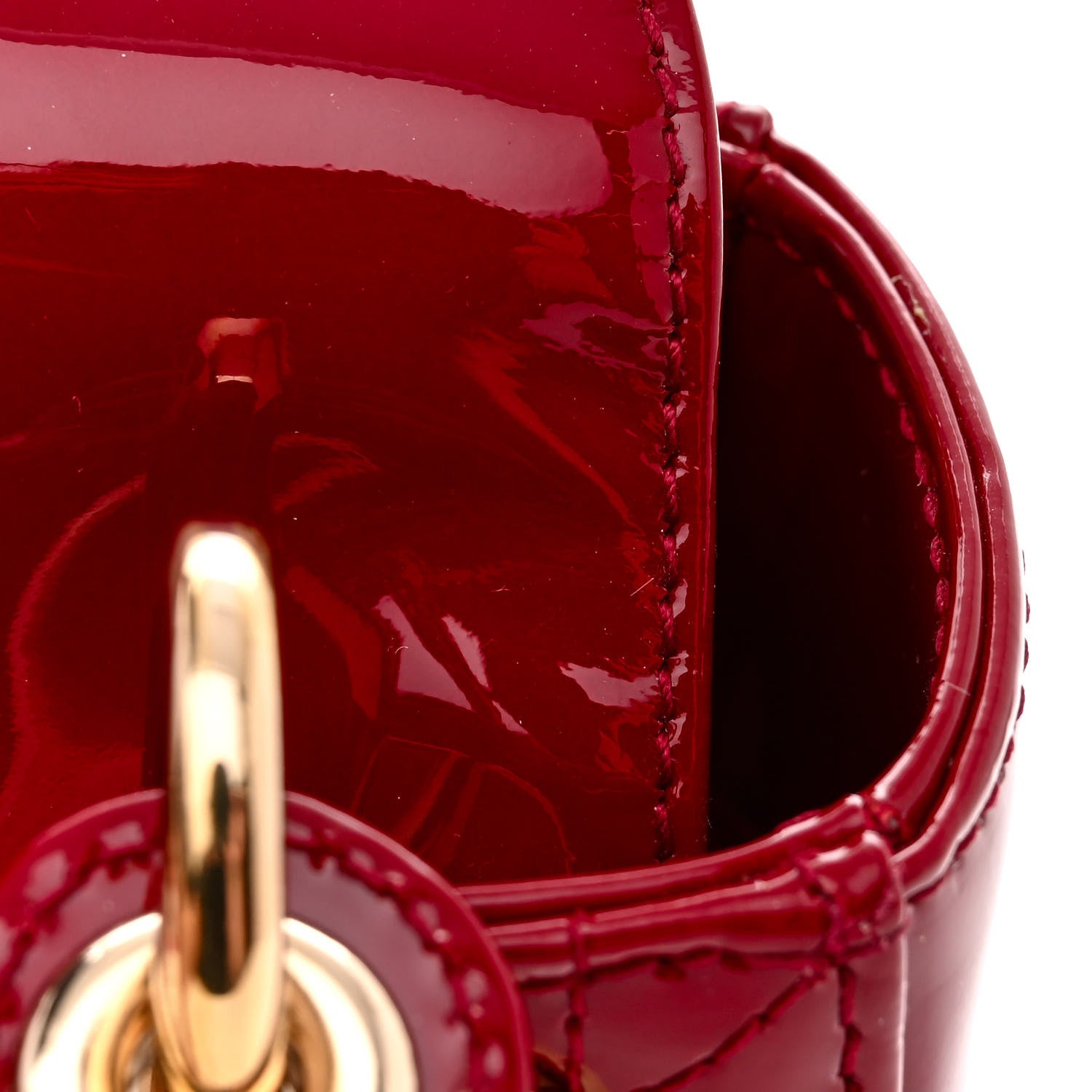 Christian Dior Patent Cannage Mini Lady Dior Red 11 of 12