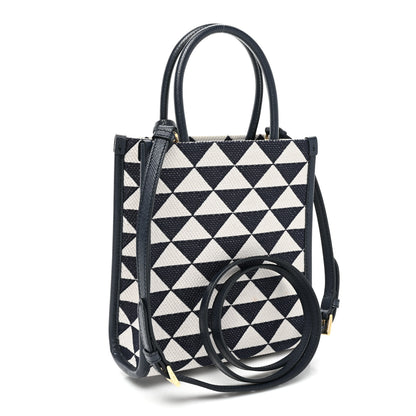 Prada Jacquard Saffiano Triangolo Symbole Embroidered Micro Tote Baltico Talco 3 of 7