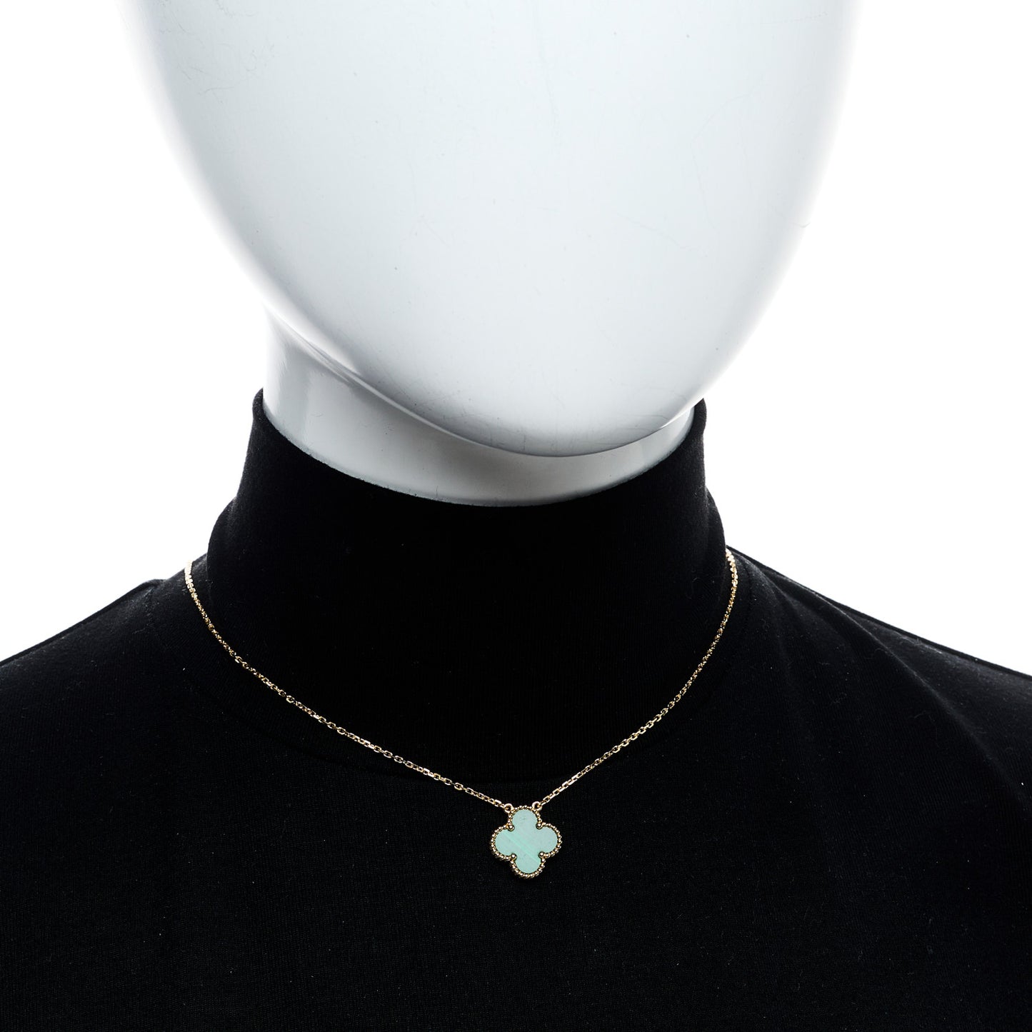 18K Yellow Gold Malachite Vintage Alhambra Pendant Necklace