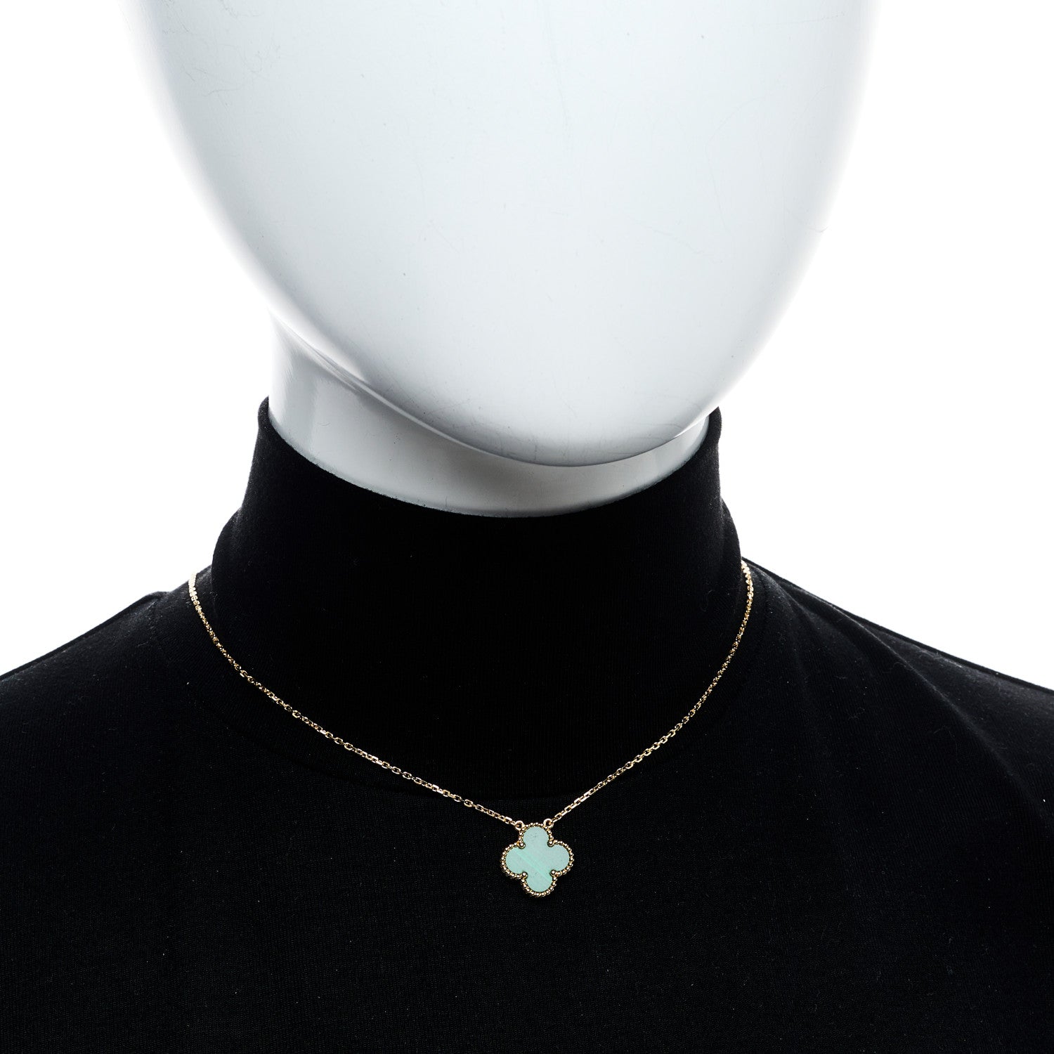 Van Cleef & Arpels 18K Yellow Gold Malachite Vintage Alhambra Pendant Necklace 2 of 6