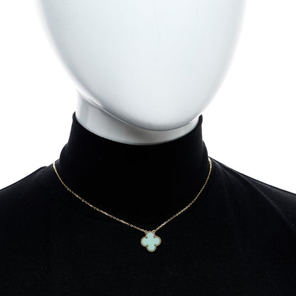 Van Cleef & Arpels 18K Yellow Gold Malachite Vintage Alhambra Pendant Necklace 2 of 6