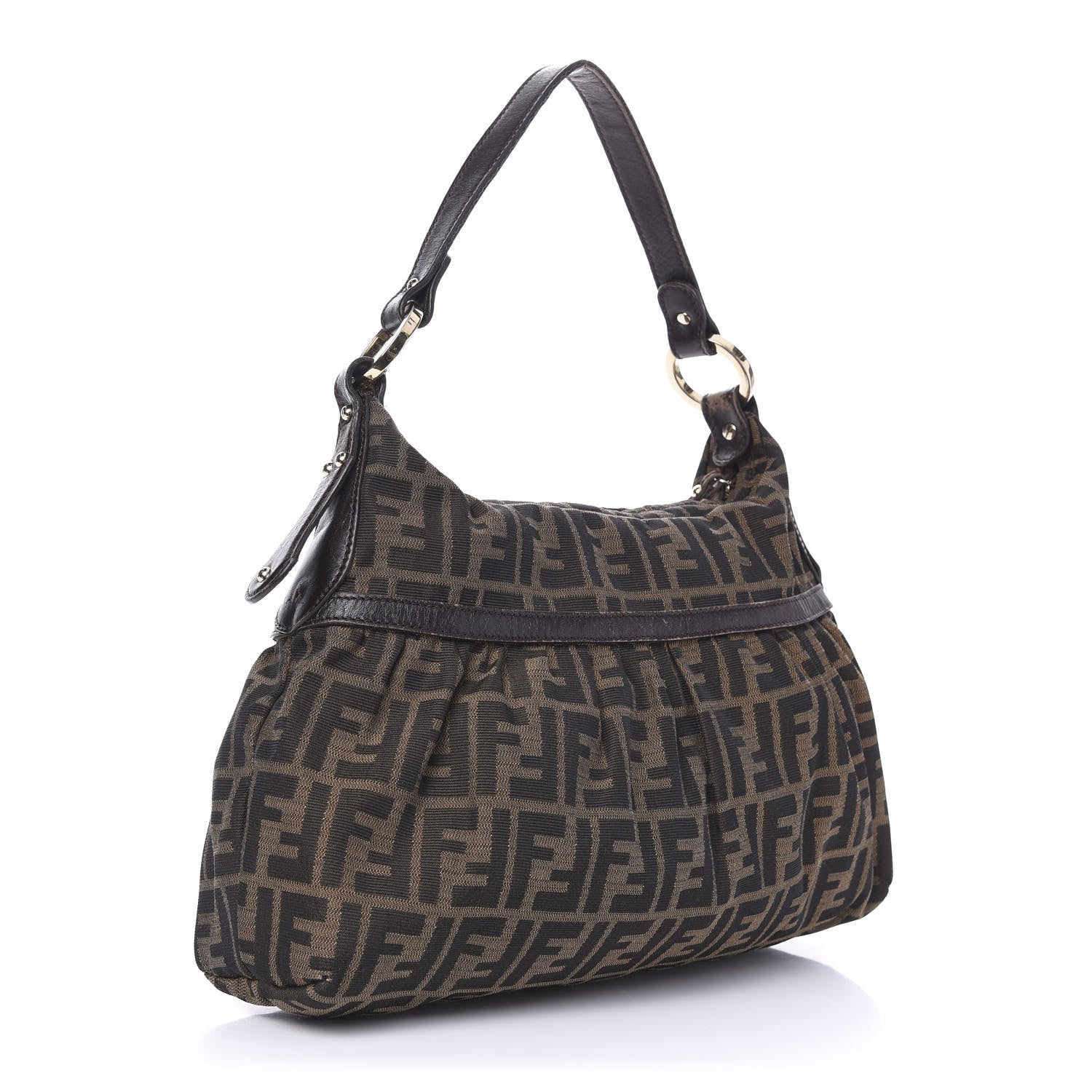 Fendi Zucca Cuoio Lucido Chef Hobo Tobacco Moro 3 of 17