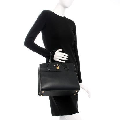 Louis Vuitton Calfskin Studded City Steamer MM Black 2 of 7
