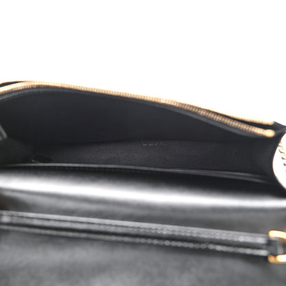 Fendi Vitello Liberty F is Fendi Bi-Color FF 1974 Embossed Medium Envelope Wallet On Chain Black Maya 5 of 10