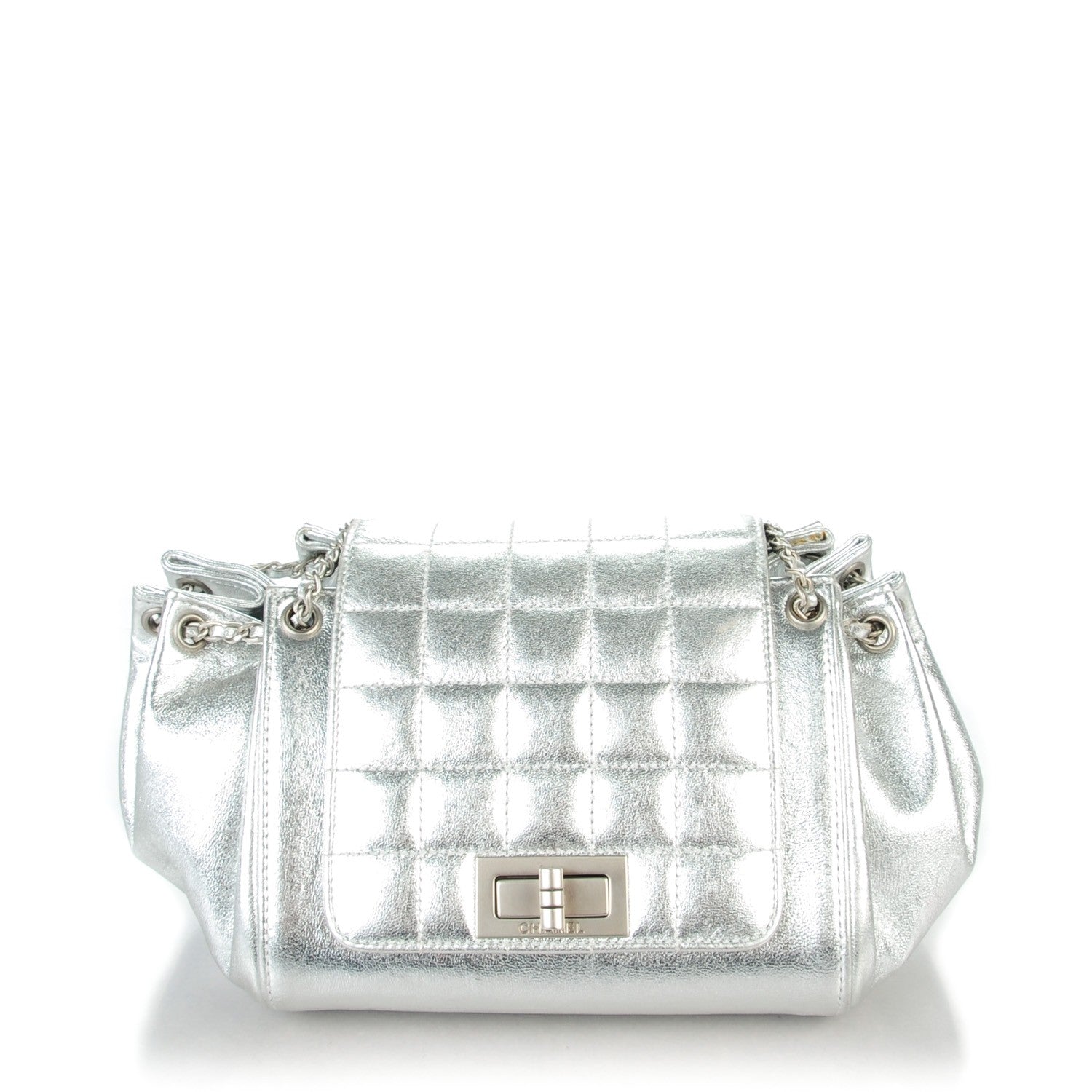 Chanel Metallic Lambskin Small Chocolate Bar Accordion Mademoiselle Flap Silver 1 of 9