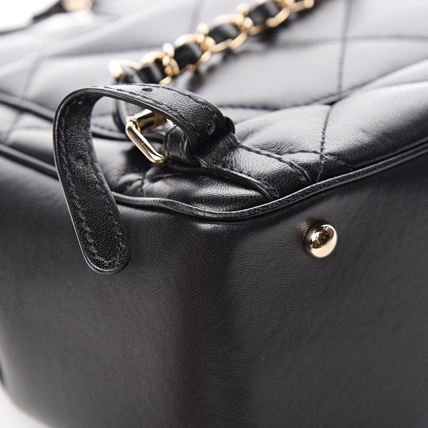 Lambskin Quilted Chain Backpack Black