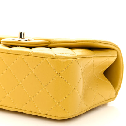 Chanel Lambskin Quilted Mini Top Handle Rectangular Flap Yellow 10 of 10
