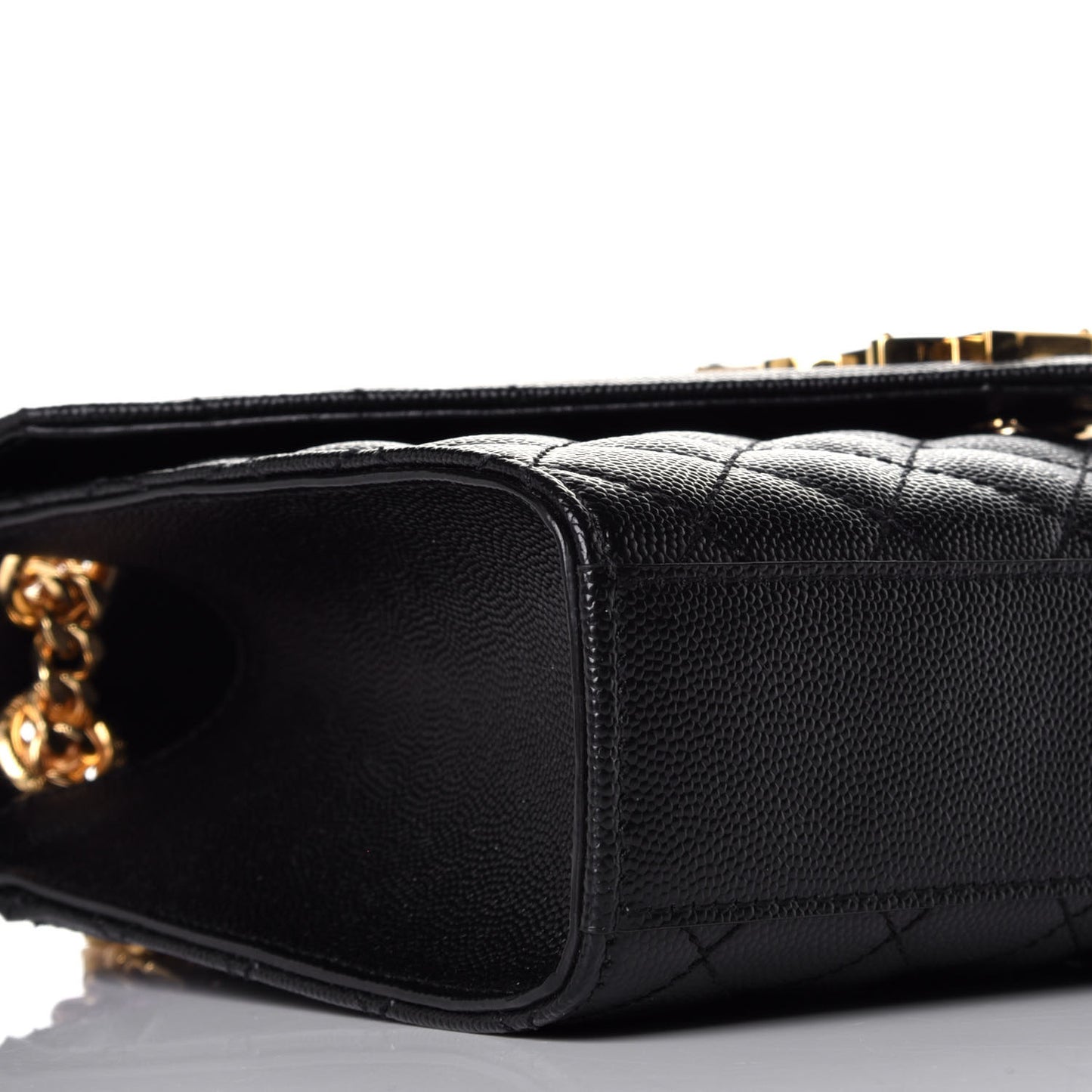 Grain De Poudre Textured Mixed Matelasse Triquilt Medium Monogram Satchel Black
