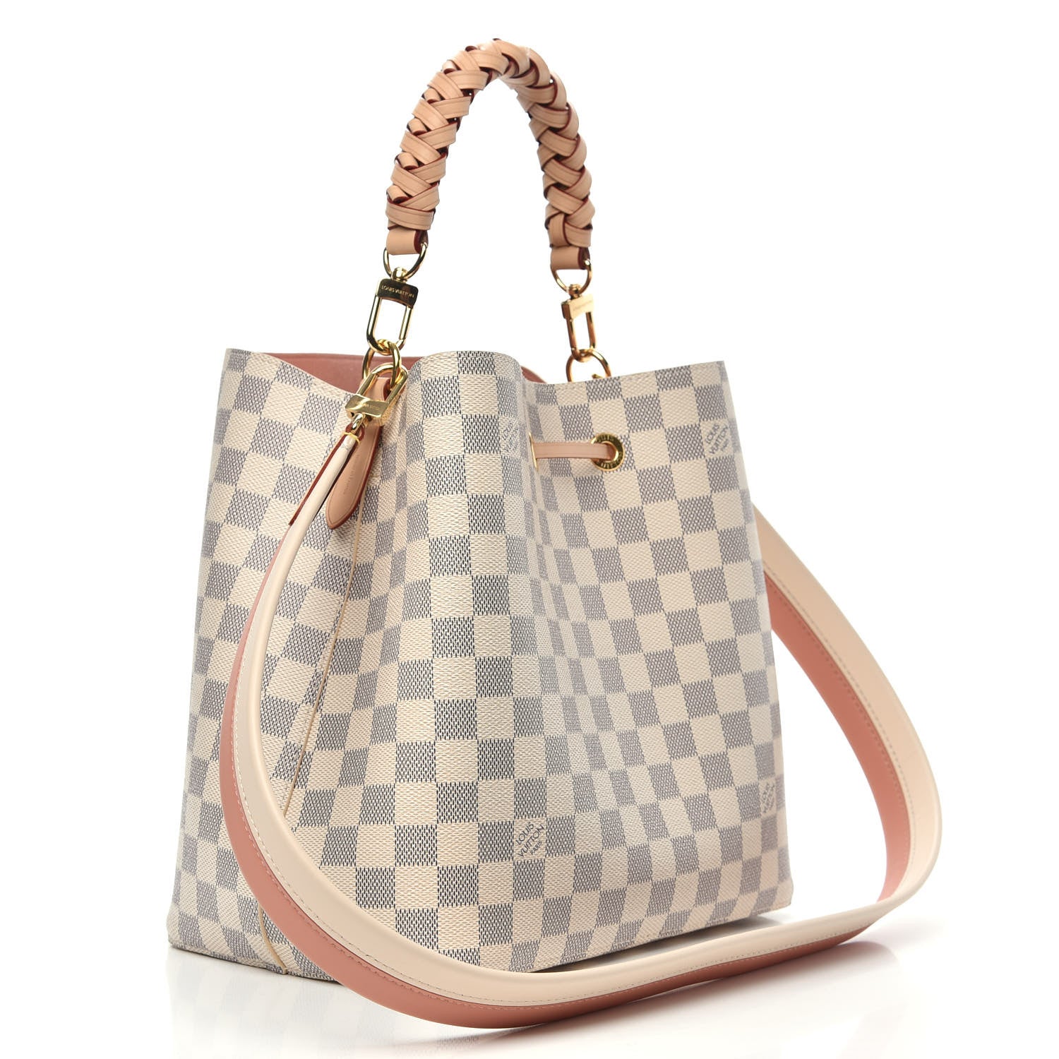 Louis Vuitton Damier Azur Braided Neonoe MM Peach Cream 4 of 10