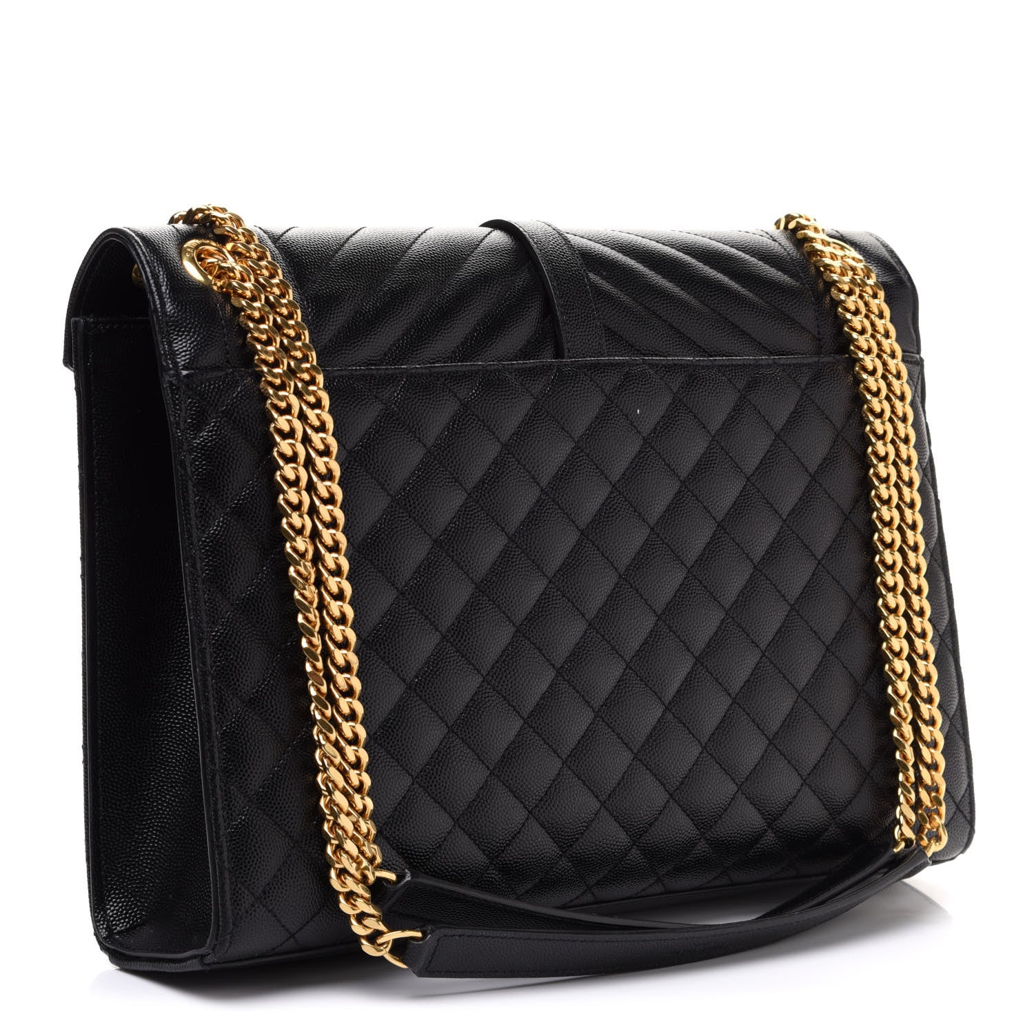 Saint Laurent Grain De Poudre Textured Mixed Matelasse Large Triquilt Monogram Satchel Black 3 of 13
