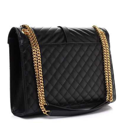 Saint Laurent Grain De Poudre Textured Mixed Matelasse Large Triquilt Monogram Satchel Black 3 of 13