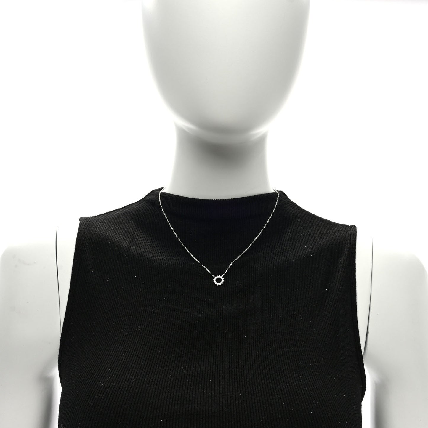 Platinum Diamond Mini Open Circle Pendant Necklace