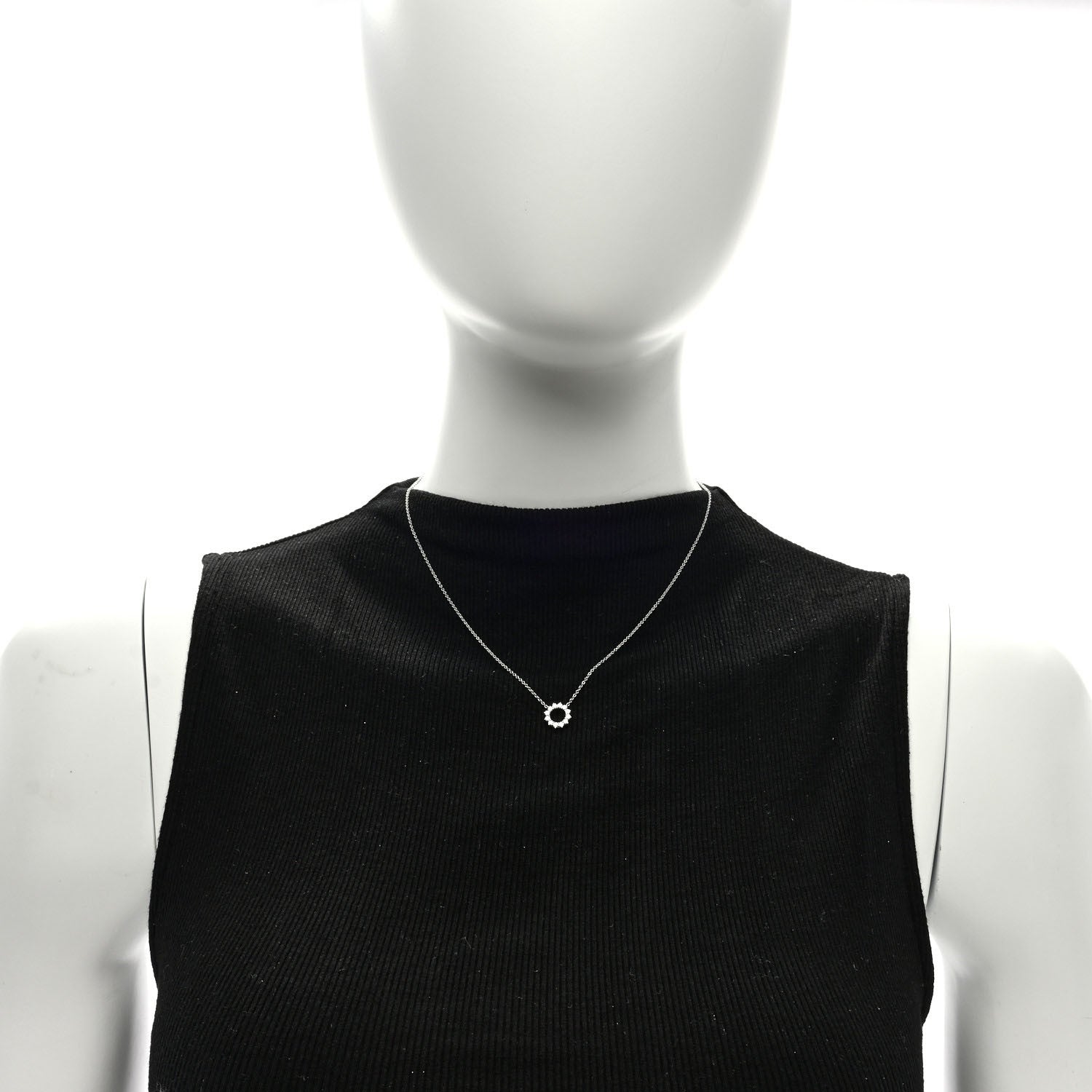 Tiffany Platinum Diamond Mini Open Circle Pendant Necklace 2 of 4