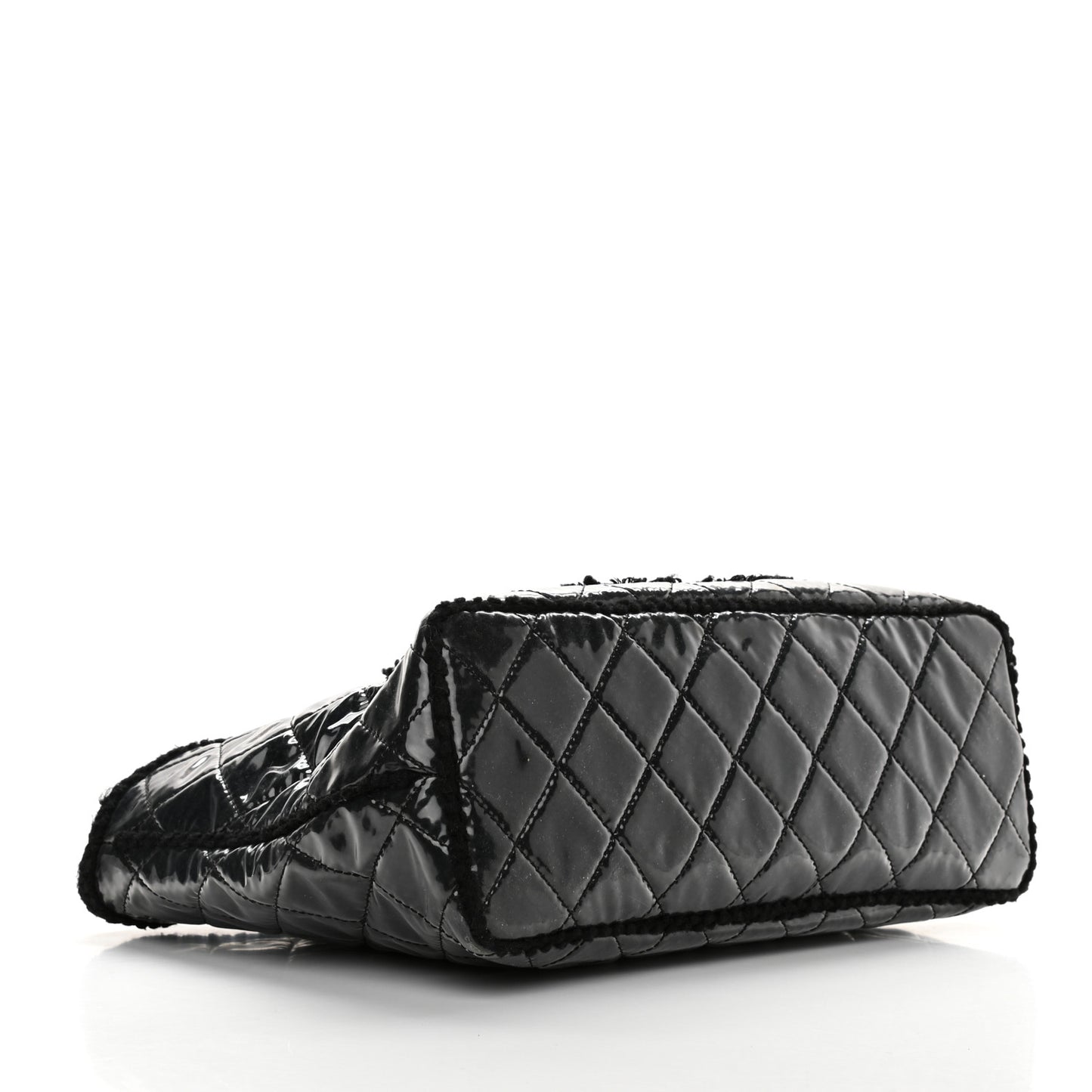Vinyl Quilted Funny Tweed Tote Black