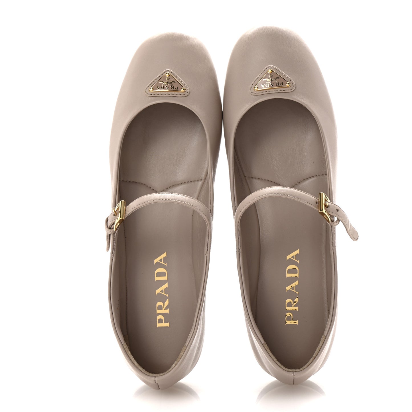 Nappa Triangle Logo Ballerina Flats 37 Powder Pink