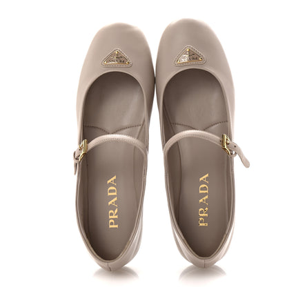 Prada Nappa Triangle Logo Ballerina Flats 37 Powder Pink 2 of 10