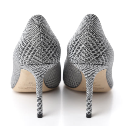 Jimmy Choo Metallic Fabric Plaid Love Prince Of Stars 85 Pump 39 Silver 5 of 10