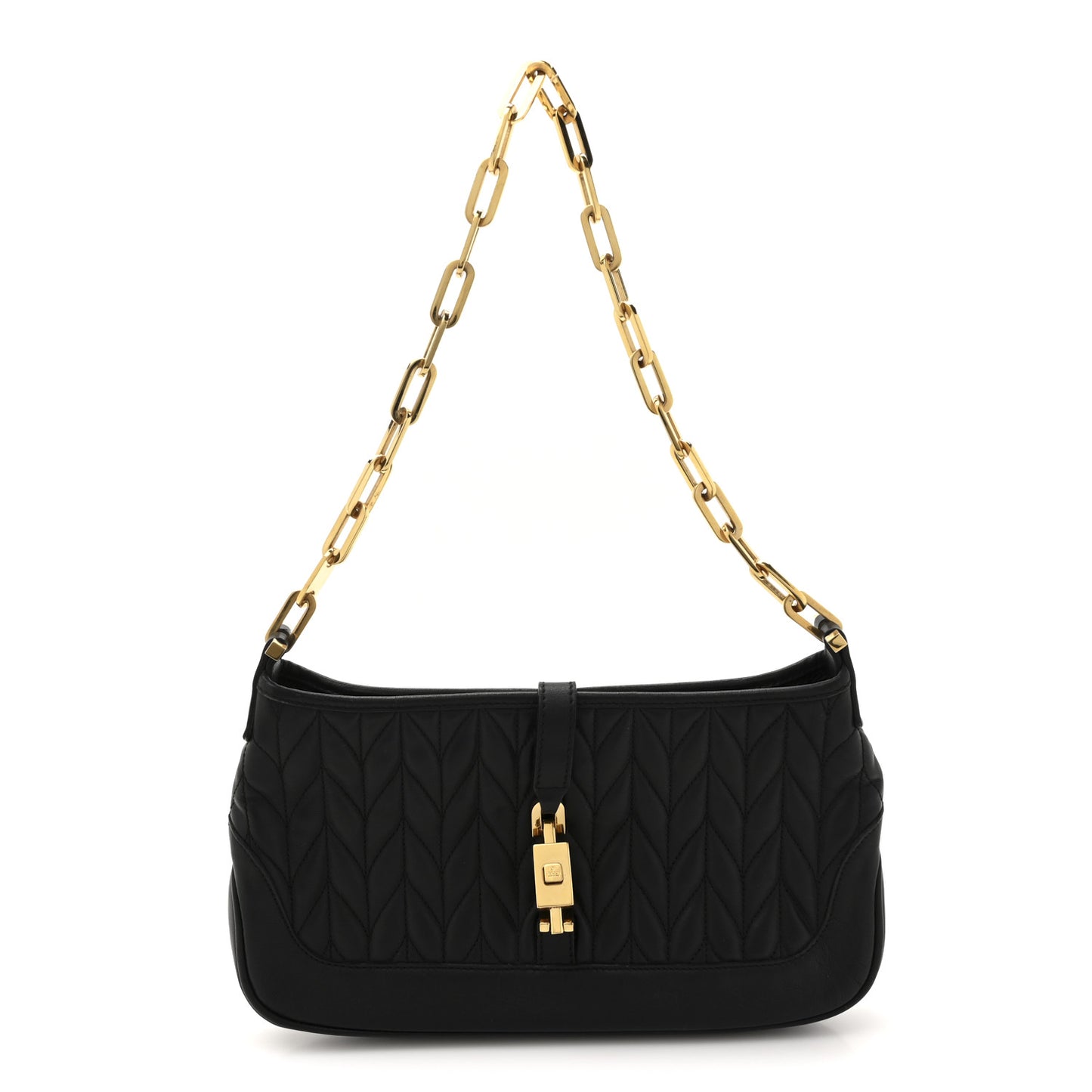 Quilted Calfskin Jackie O Chain Hobo Black
