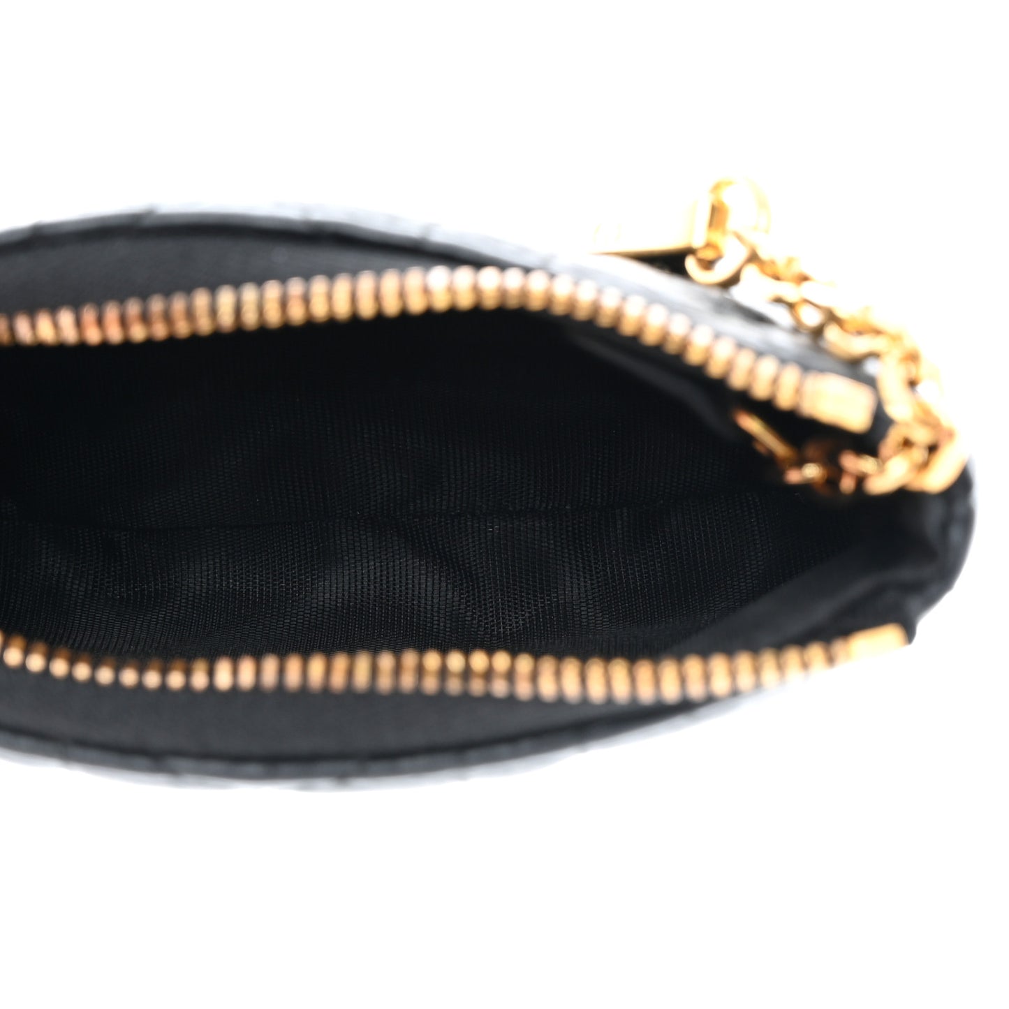 Supple Calfskin Cannage Caro Zipped Key Case Black Black