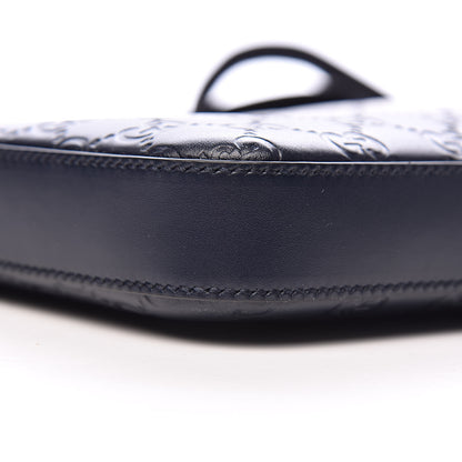 Gucci Guccissima Signature Medium Flat Messenger Bag Blue 8 of 10